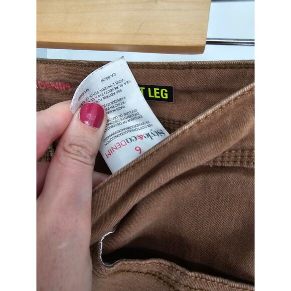 Style&Co Women's Mid Rise Pocket Button Closer Brown Straight Leg Pants Size 6 - Picture 4 of 5